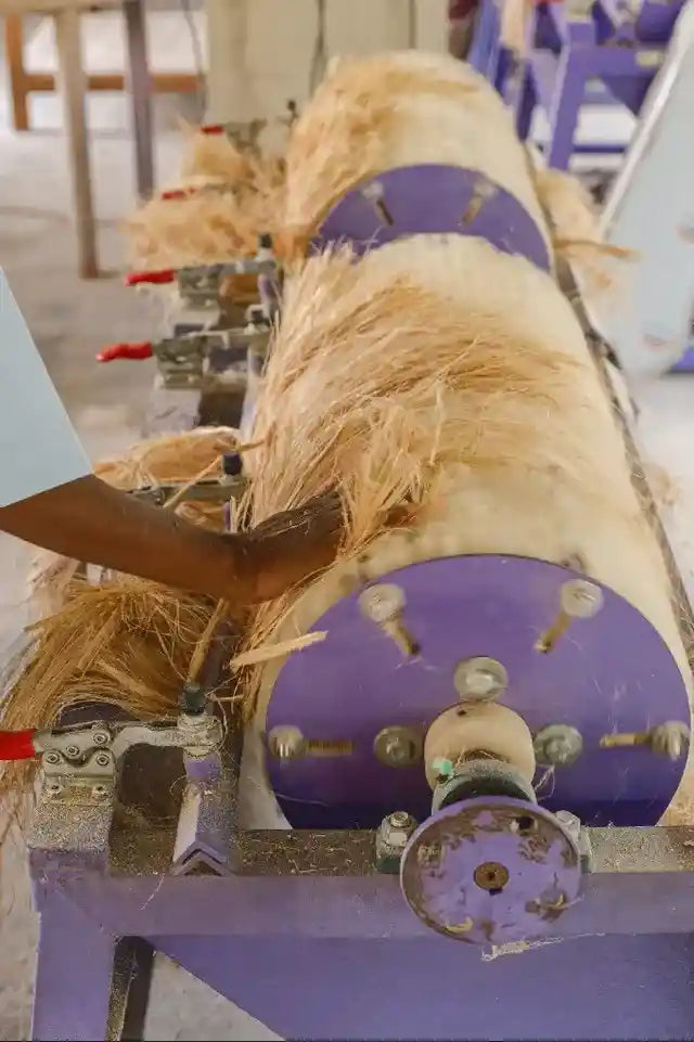 Banana fiber being processed for use in sustainable reusable menstrual pads