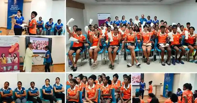 Students participating in a menstrual health and reusable pad awareness program