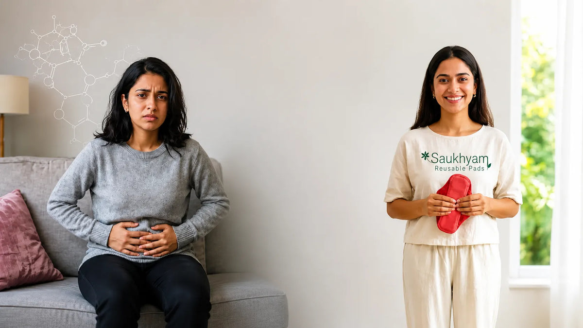 Woman holding a reusable pad beside another woman