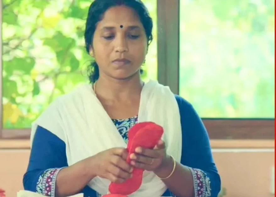 Quality inspection of Saukhyam reusable pads before dispatch